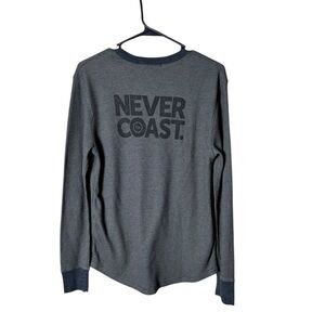Flywheel Mens Never Coast Thermal Shirt Medium Grey Long Sleeve Grunge